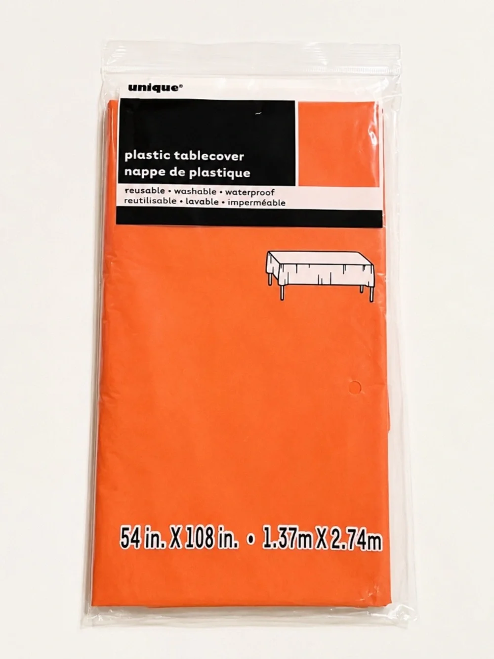 Orange Plastic Tablecover 54 x 108 Rectangle Party Supplies